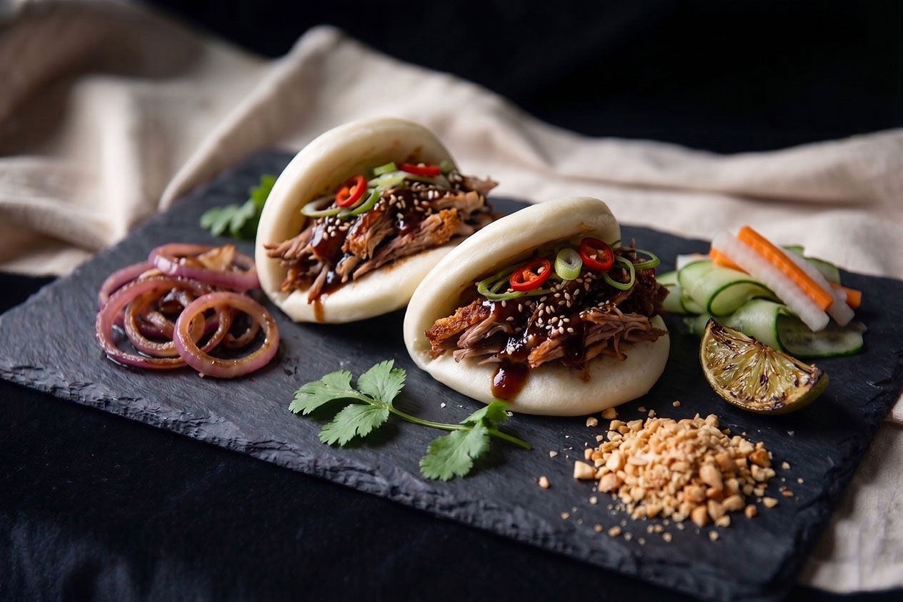 Crispy duck bao buns